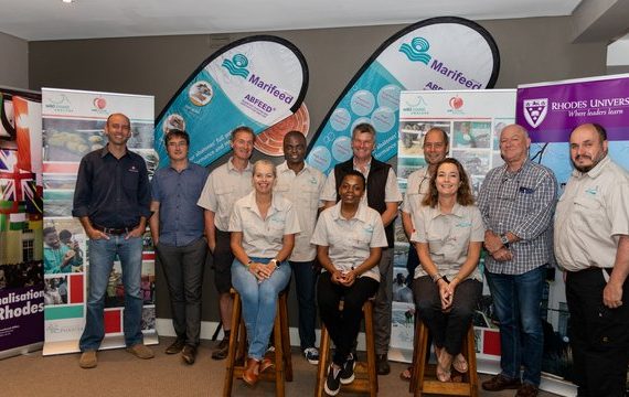 AquaVitae group photo of case studies os sea and land-based IMTA, and sea cucumber in South Africa. Photograph: Gareth Yearsley