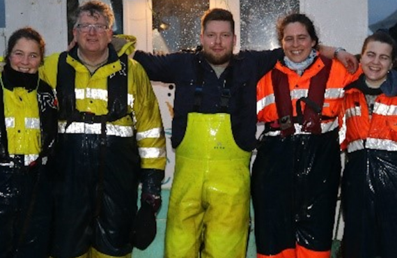 The Ocean Rainforest team on site, in their offshore seaweed farm in the Faroe Islands.
