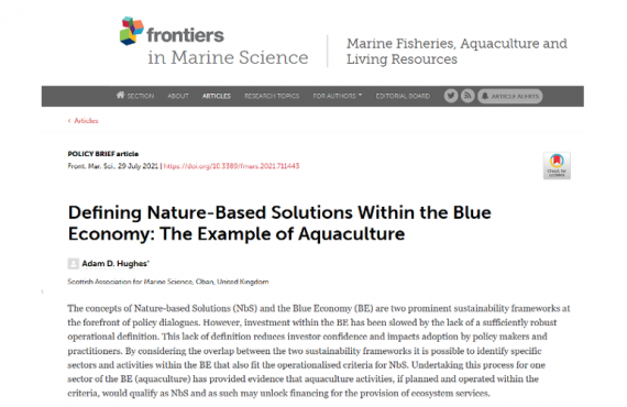 Defining Nature-Based Solutions Within the Blue Economy: The Example of Aquaculture.