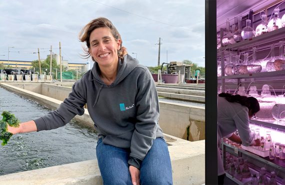 Helena Abreu at the field and an employee at the matternity room