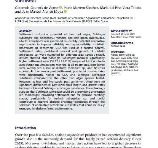 Optimising abalone settlement Gercende Courtois